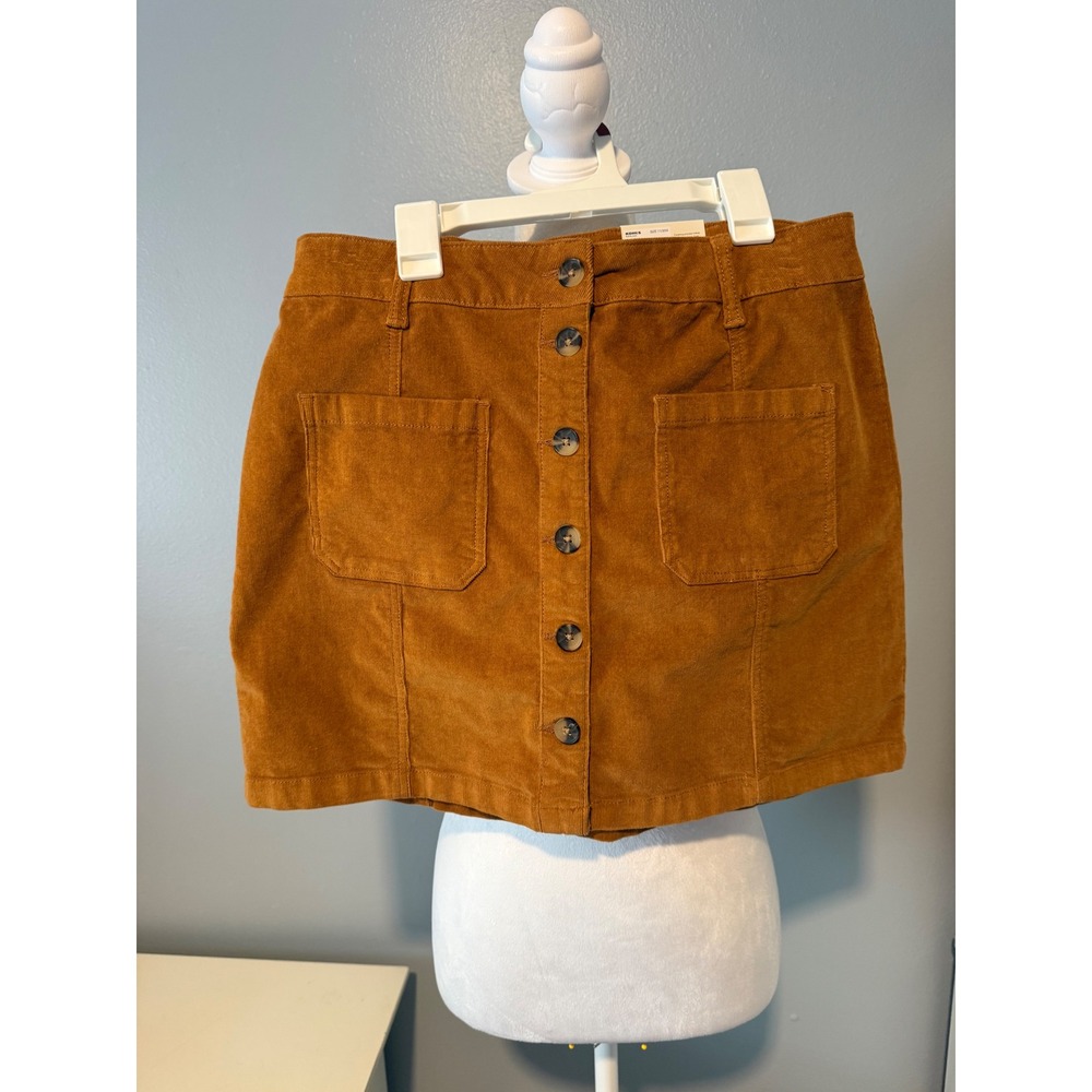 SO Womens Brown Corduroy Button Front Mini Skirt Size 11/30W NWT JG03Y008RS